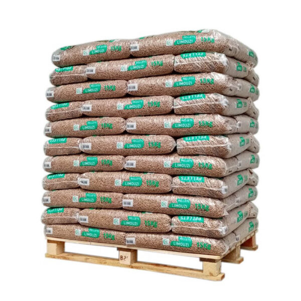 Limouzi Holzpellets – Palette mit 66 Säcken à 15 kg – Ansicht 1