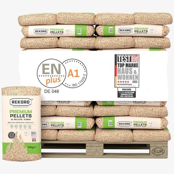 REKORD Premium Holzpellets 6mm ENplusA1, 66 x 15kg Palette – Ansicht 2