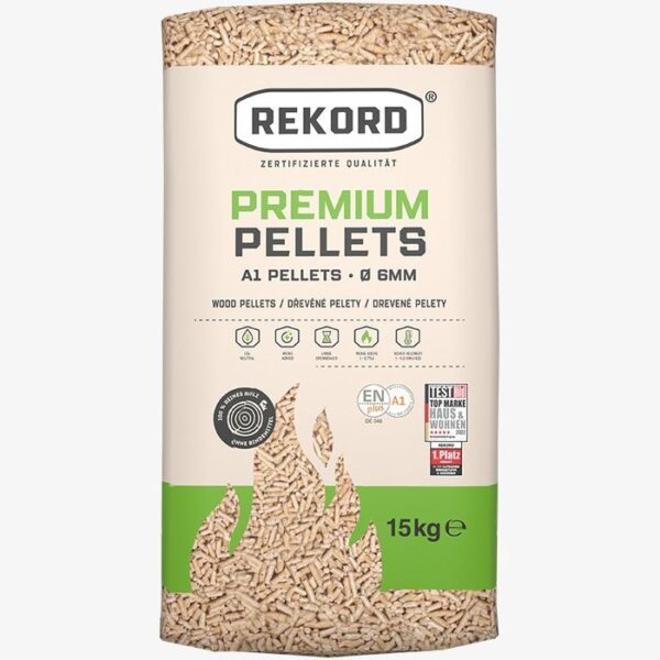 REKORD Premium Holzpellets 6mm ENplusA1, 66 x 15kg Palette – Ansicht 1
